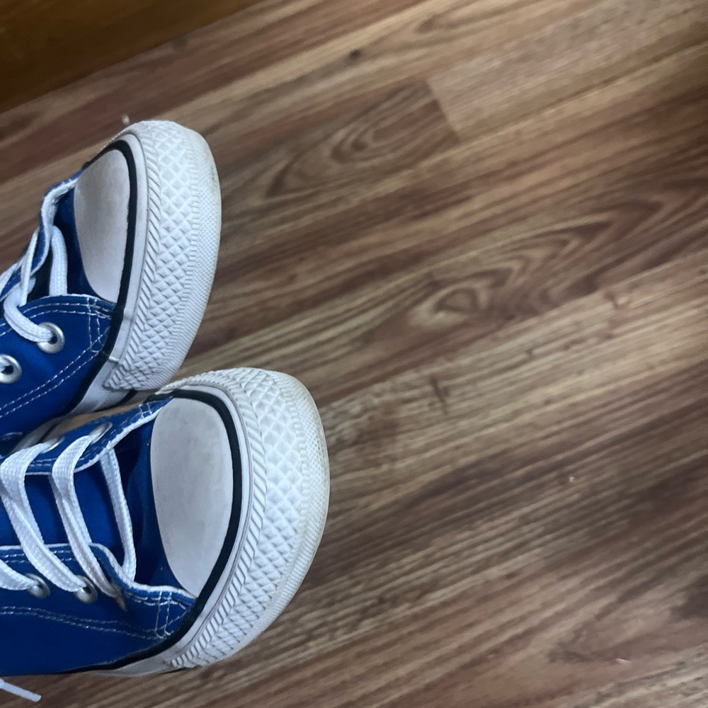 Converse High Top Sneakers in Bright Blue and White - Picture 6 of 9